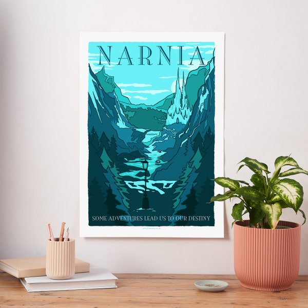 Vintage Style Travel Poster - Chronicles of Narnia Literary Wall Art - Bookish Gift for Fantasy Lovers - CS Lewis