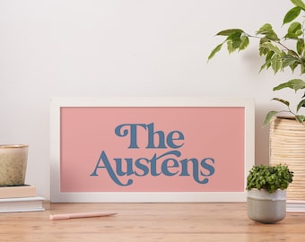 Personalised Surname Print - Retro Family Name Print - Personalised Wall Art