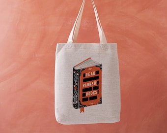Read Banned Books - Literary Tote Bag - Book Illustration