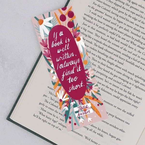 Lesezeichen „Sense and Sensibility“ – Lesezeichen von Jane Austen – Lesezeichen-Zitat – „If A Book is Well Written“ – Lesezeichen UK