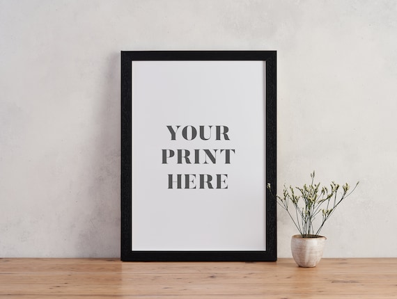 Large black picture frame with clearance mount