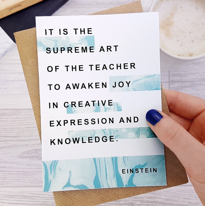 Teacher Gifts Teacher Card Thank You Card Graduation Gift Einstein It Is The Supreme Art Of The Teacher image 1