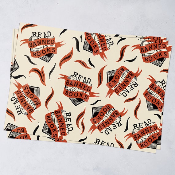 Read Banned Books Wrapping Paper Sheets, Gift Wrap, Five Small