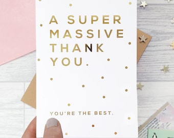thank you card – gold foil - greetings card – you're the best - thanks