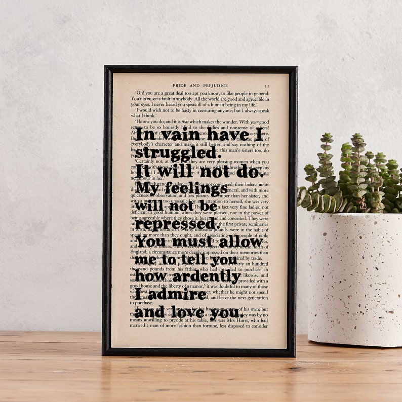 Framed book page print. Ethically sourced wood. Literary Gifts. Home decor ideas. Library decor. Book Nook. Bookshelf decor. Bookishly. Perfect for book lovers, bookworms, readers, bibliophiles, bookshops and bookstores.