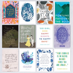 Lot de cartes postales - Citations de livres classiques - Cadeau littéraire