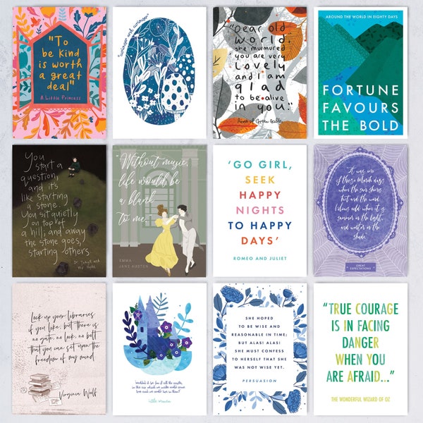 Postcard Set - Classic Book Quotes - Literary gift