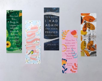 Strong Female Characters in Books - Book Lover Bookmark Set - Bookmark Bundle - Five Bookmarks - Literary Gift