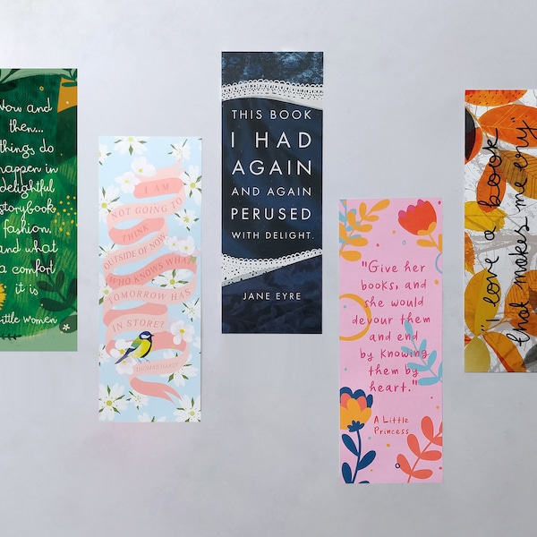 Strong Female Characters in Books - Book Lover Bookmark Set - Bookmark Bundle - Five Bookmarks - Literary Gift