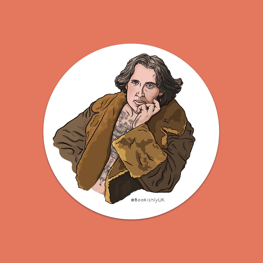 Large Vinyl Sticker - Tattooed Oscar Wilde - Laptop Sticker