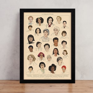 Impression alphabet femmes auteures de A à Z - Poster littéraire - Poster d'auteur féministe - Matériel pédagogique scolaire