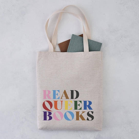 Read Queer Books Rainbow Tote Bag Literary Tote Book Bag Book Gifts  LGBTQ Pride Month