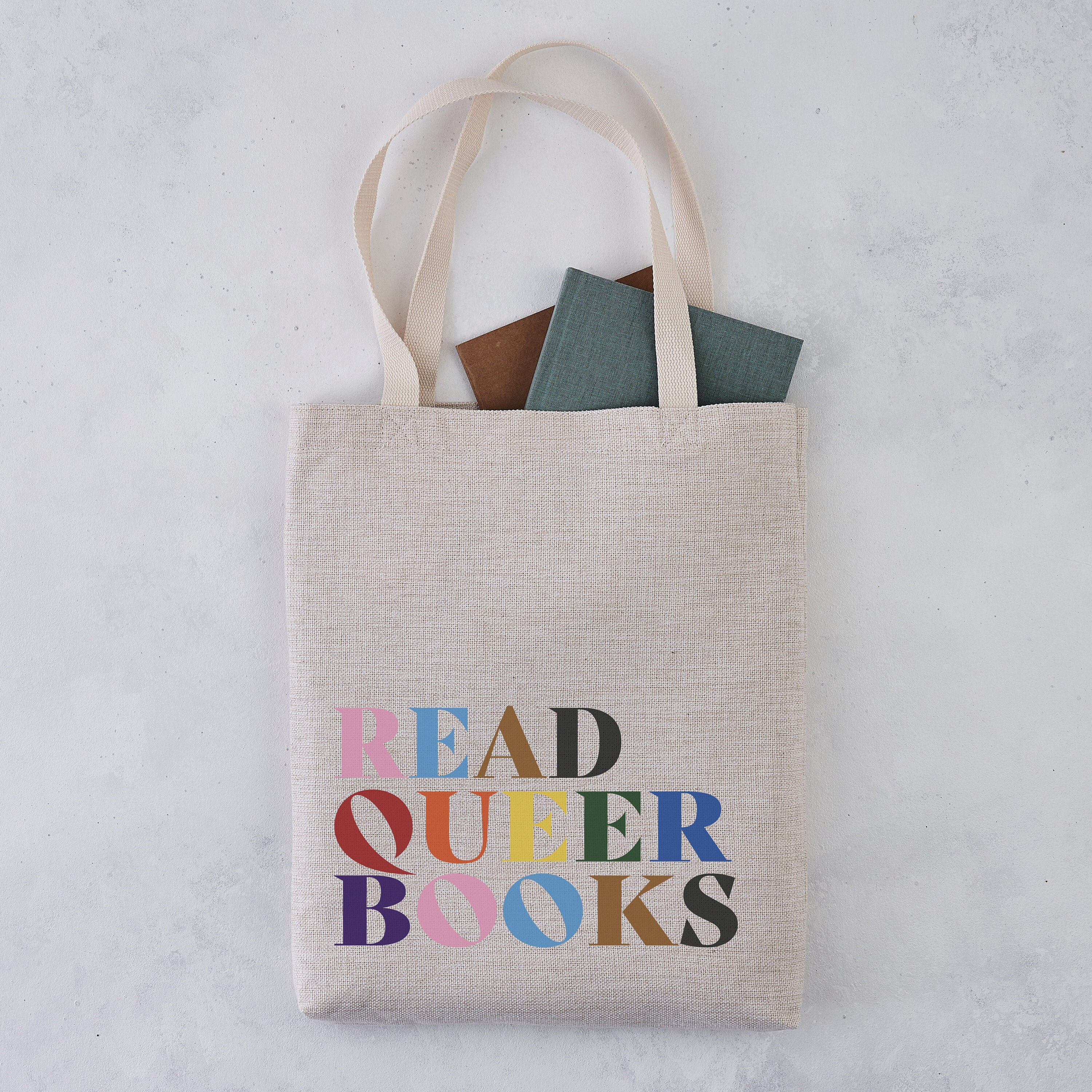 CafePress 'Bookmarks Are For Quitters' Canvas Tote Bag – Natural Reusable Shopping Bag - View #9