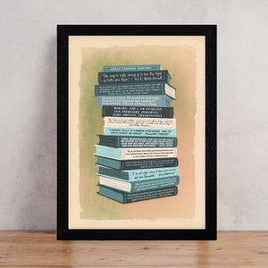 Great feminist writers and author quotes. Inspiring artwork for create writers, authors and readers. Gift for bookworms, book lovers and bibliophiles. Educational artwork and decor for schools, classrooms. Educational tool for teachers.