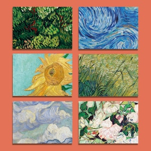 Lot de cartes postales Van Gogh – Lot de 6 cartes postales d'art – Mini impressions Van Gogh – Papeterie d'art – Cadeau pour les amateurs d'art – Cartes Vincent Van Gogh