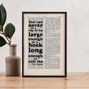 Tea Lover Gift - Tea and Books Quote - Book Lover Gift - Literary Gift Print - Tea Lover Quote - Drink Tea Read Books - Cubicle Decor - Book