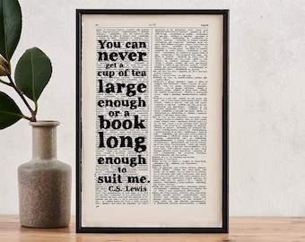 Tea Lover Gift - Tea and Books Quote - Book Lover Gift - Literary Gift Print - Tea Lover Quote - Drink Tea Read Books - Cubicle Decor - Book