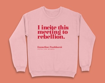 Suffragette Sweatshirt - I incite this meeting to rebellion - Votes for women - Feminist clothing - Emmeline Pankhurst