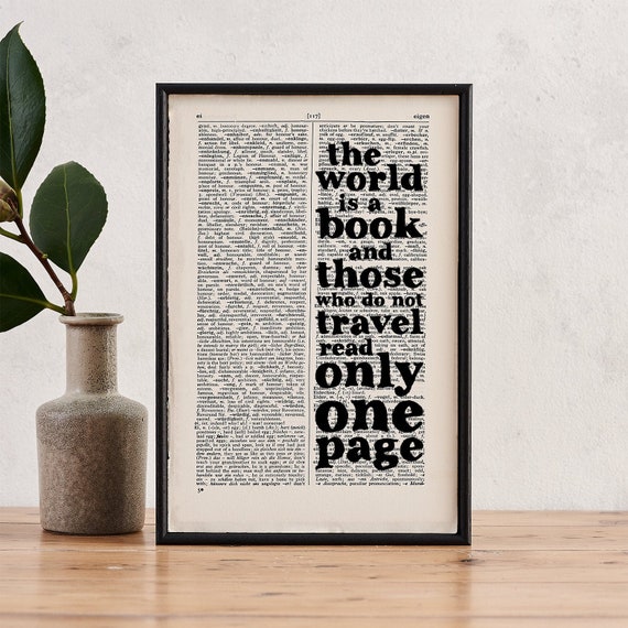 Travel Quote The World Is A Book Gift For Travellers Etsy