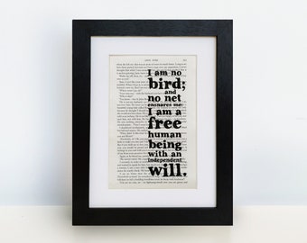 Jane Eyre Quote -Jane Eyre Print - Jane Eyre Image - ‘I Am No Bird’ - Feminist Print - Feminism - Charlotte Bronte Quote - Unframed Print