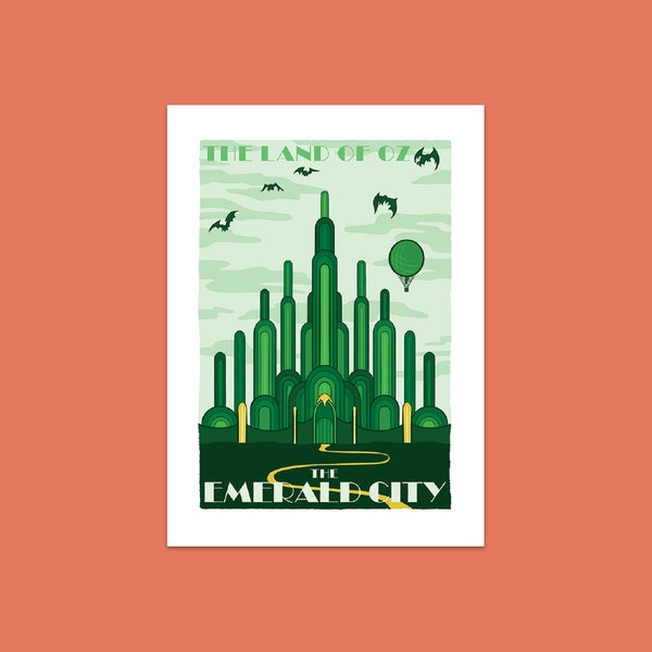 Sticker livres - Sticker de voyage fictif vintage - La cité d'émeraude - Le magicien d'Oz - Sticker pour ordinateur portable