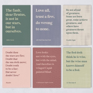 William Shakespeare Postcard Set - Classic Book Quotes - Literary Gift - Pack of Six