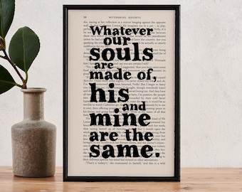 Wuthering Heights Romantic Wall Art - Emily Bronte - Valentines Day Gift - Literary Print - Book Wall Art - Paper Anniversary Gift