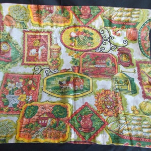 Vintage Small  20 X 17 1/2 Kitchen Valance Country Scene  Curtain // 1