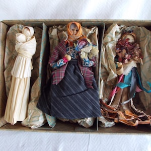 Vintage 3 Azores In A Box Souvenirs Portuguese Handmade Dolls // p