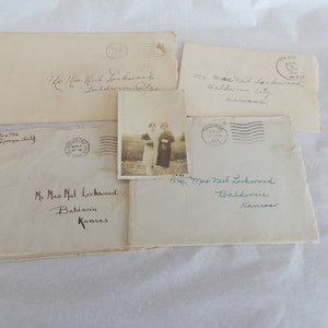 Vintage 4 1920s Baldwin City Kansas Handwritten Letters For Junk Journal