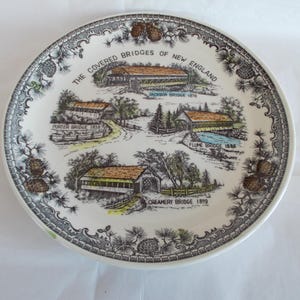 Vintage Covered Bridges Of New England Plate With Crazing Lines