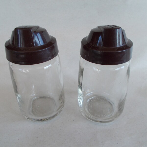 Vintage 2  Federal Housewares Brown Tops Salt Shakers