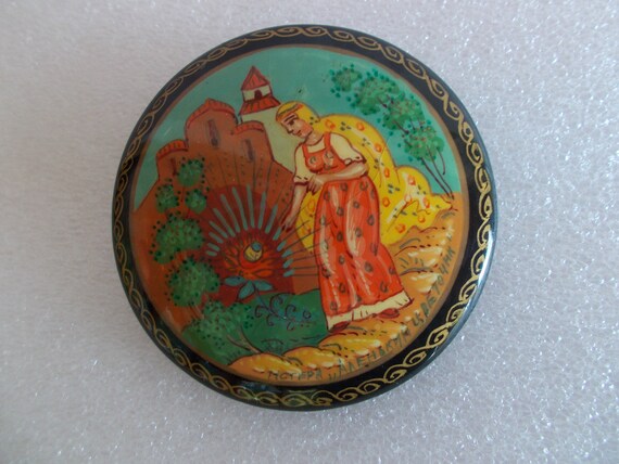 russian lacquer brooch palekh - Gem