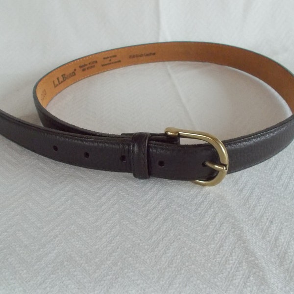 Vintage Unisex Brown L.L Bean XS Full Grain Leather Belt 36 inches Long