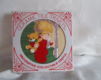 Vintage Christmas Ceramic Tile Trivets