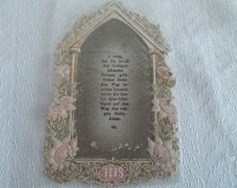 Antique  Small 4 x 3  Late 1800s Written In German Religious Card