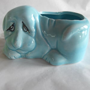 Vintage Miniature Baby Blue Sad Eye Dog Planter