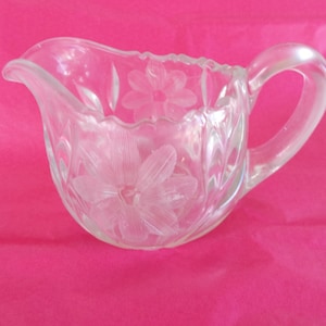 Vintage Heavy  Ornate Flower Glass Creamer
