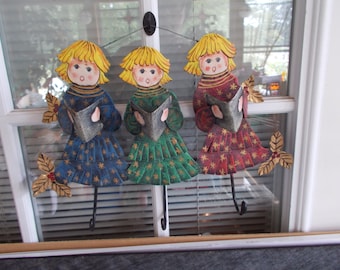 Vintage Metal Wall Hanging Christmas  Chorus Girls
