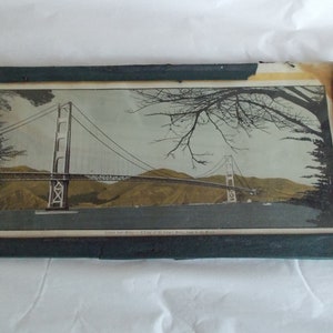 Vintage  Glass Covered A View Of The Golden Gate Bridge