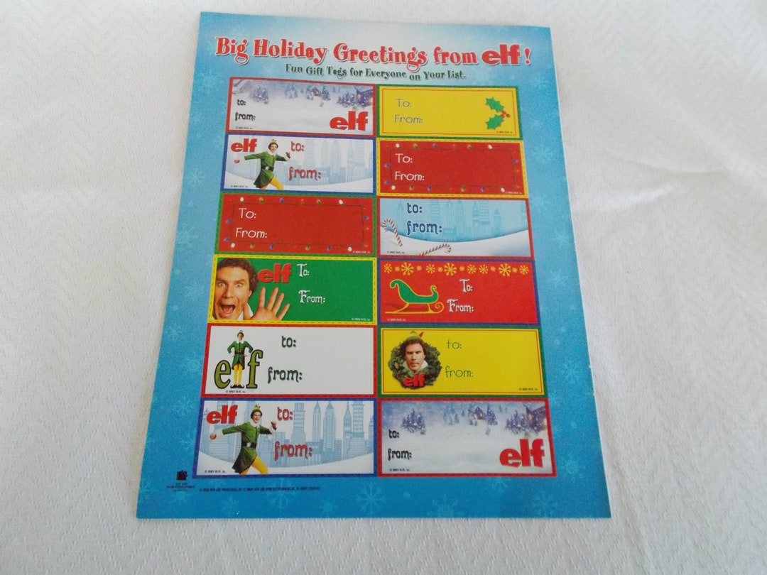 Vintage 2003 Elf Movie Christmas Gift Tags Etsy vintage-2003-elf-movie-christmas-gift-tags-etsy