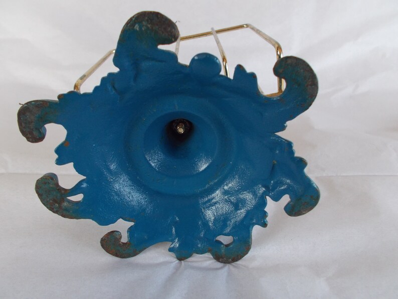 Vintage Gold Tone And Blue Metal Napkin Holder