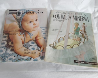 Vintage  2 Knit And Crochet Baby Pattern Books Lot