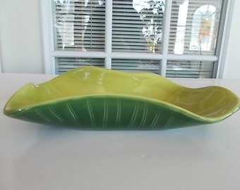 Vintage Celery Green Haeger USA  Long Dish