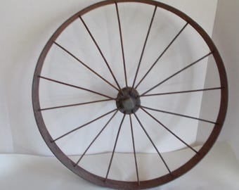 Vintage / Antique  Farmhouse Rustic Rusty Metal  Wheel For Decor 16 x 16