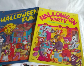 Vintage Two  1992 Unused Large Halloween Coloring Book Lot