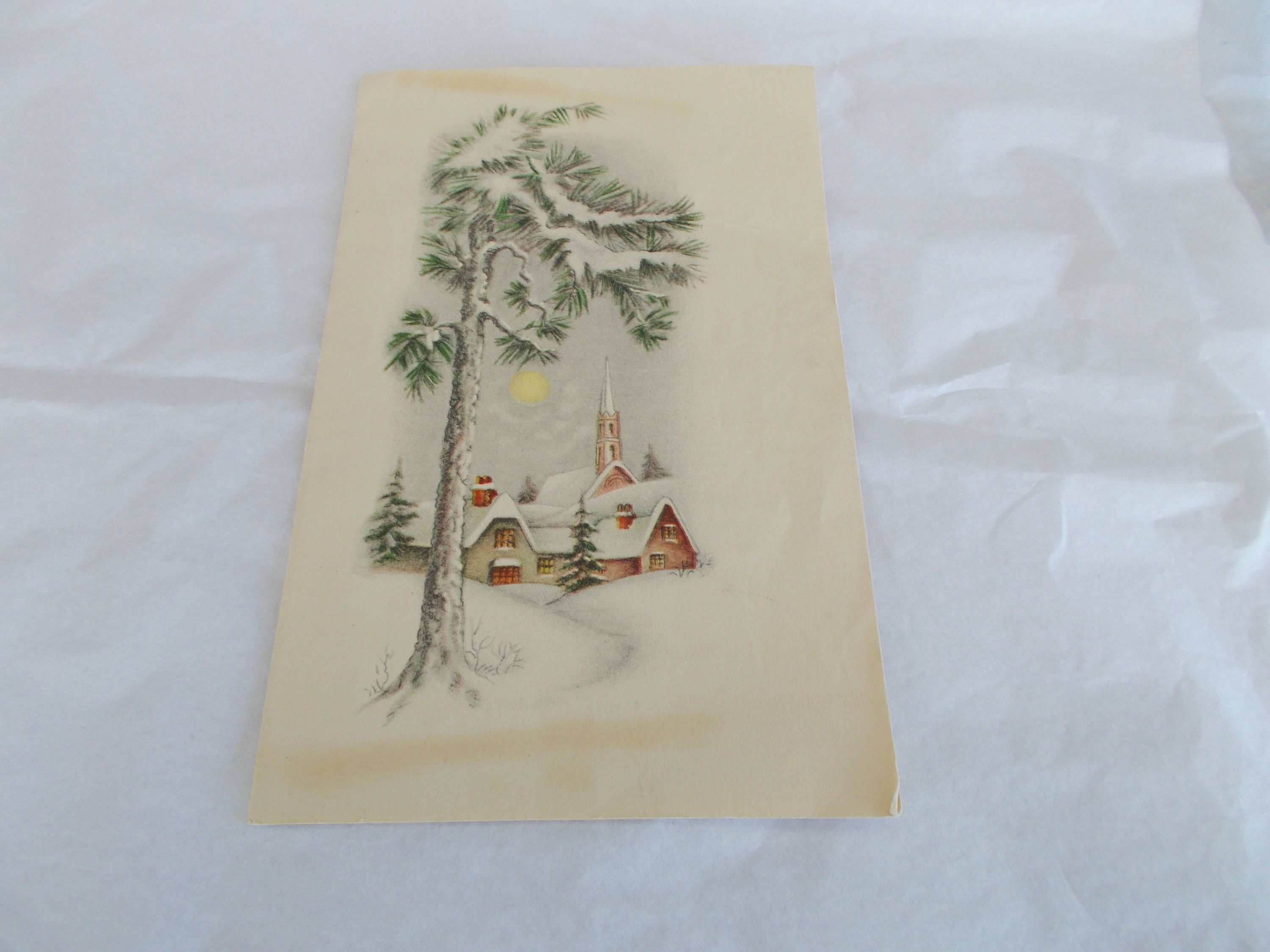 Vintage Searsport Maine Waldo Gas And Oil Co. Christmas Card