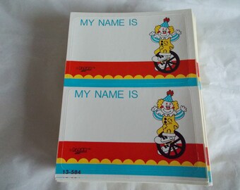 Vintage 10 Sheets Of  Circus Clown My Name Is Stickers