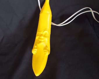 Vintage Plastic Funny Face Yellow  Banana Toy Made In Mexico