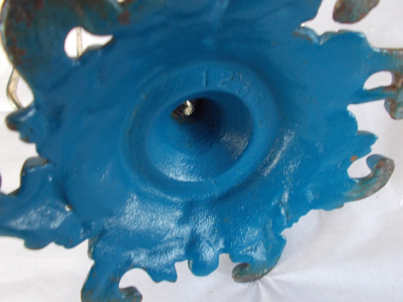 Vintage Gold Tone And Blue Metal Napkin Holder